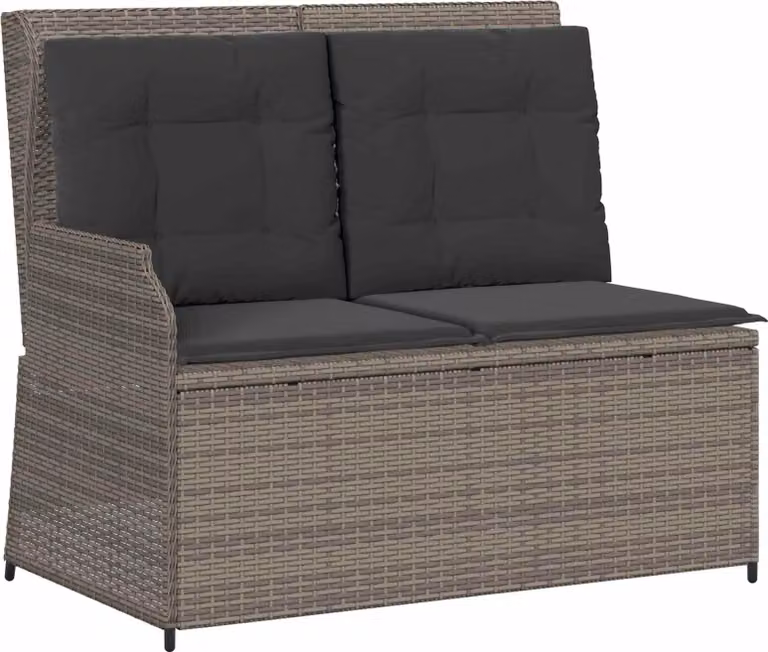 Panchina da giardino Grigio polyrattan