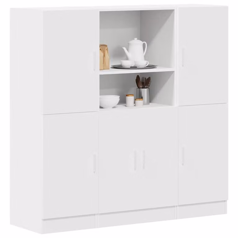 Set di mobili da cucina moderno vidaXL in 3 pezzi bianco opaco in MDF e composito L/P/H: 131,5 x 41,5 x 133,0 cm