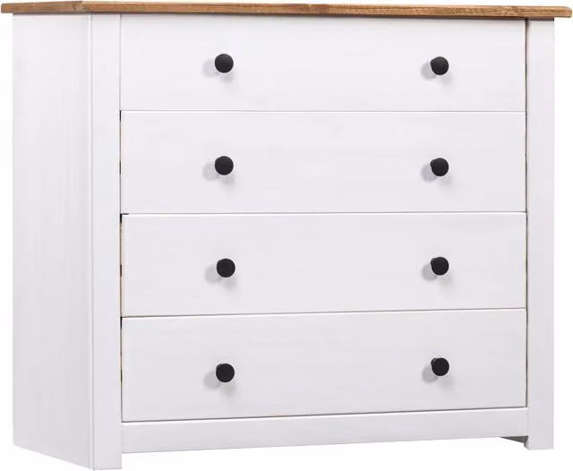 Mobiletto laterale in legno di pino bianco con supporto per telefono HELLOSHOP26 L: 80 cm, P: 40 cm, H: 73 cm