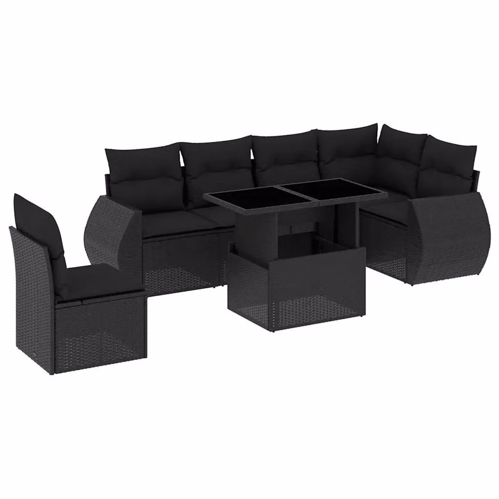 vidaXL Set Divano da Giardino a L con Cuscini Nero e Struttura in Metallo – 2