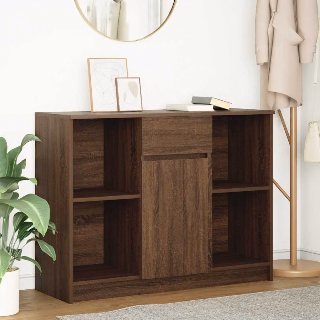 Credenza con cassetto vidaXL in rovere marrone, design moderno per soggiorno o ufficio, L 101 x P 35 x H 76 cm