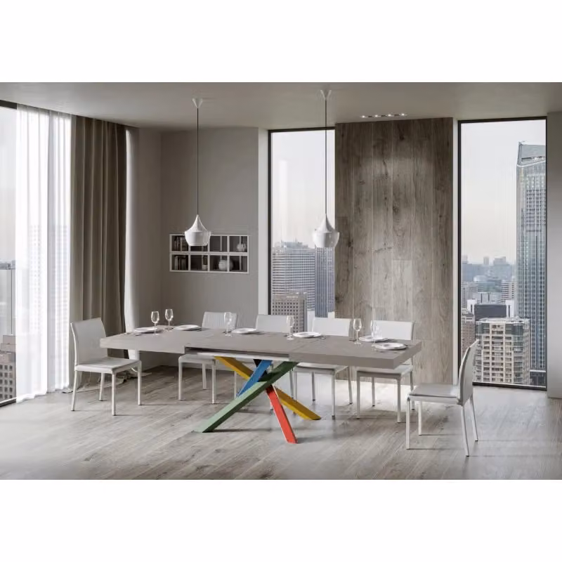 Tavolo allungabile moderno Itamoby Volantis multicolore con piano in laminato e struttura in metallo L: 200/304 cm, P: 90 cm, H: 77 cm – 2
