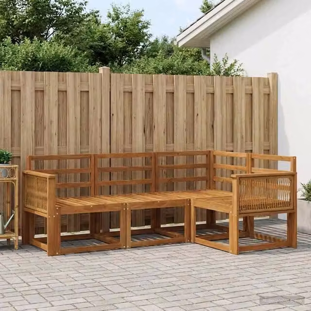 Set di divani da esterno 4 pz Naturale Legno di Acacia Massello 3385175