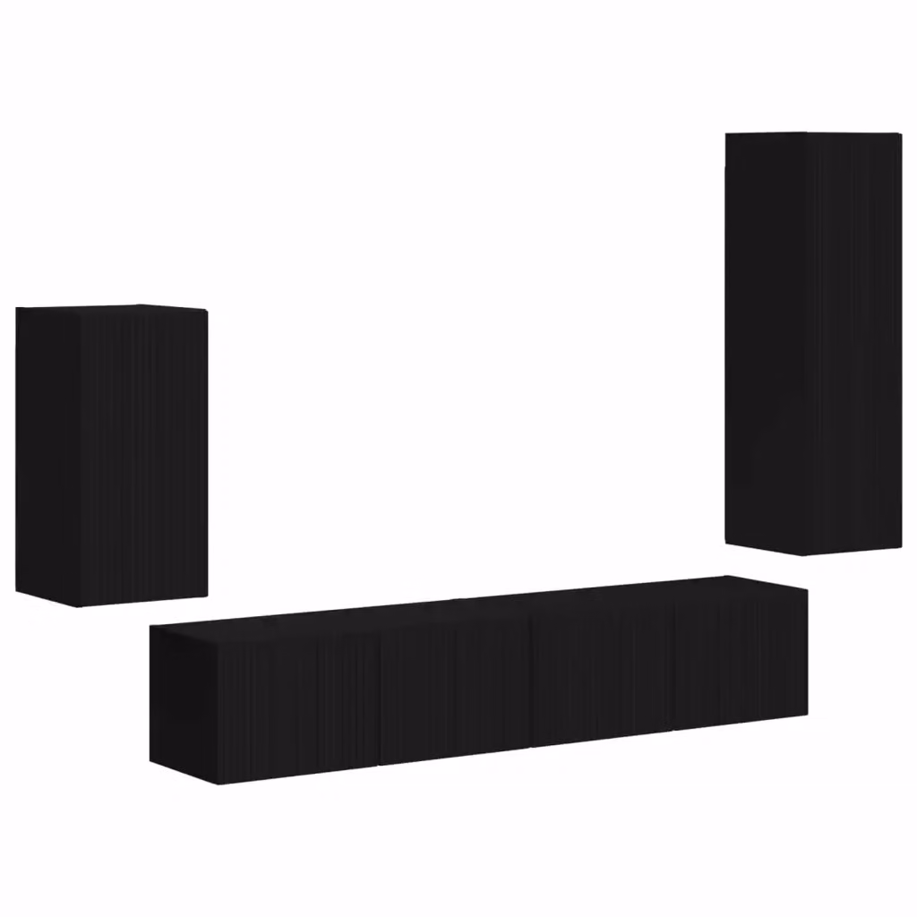 Set mobile TV moderno vidaXL in 4 pezzi nero opaco in legno MDF per soggiorno – 2