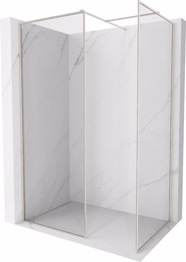 Mexen Kioto-XF parete doccia Walk-in con cornice 160x80 cm, trasparente 10 mm, nichel spazzolato - 800-160-202-04-97-080-XF