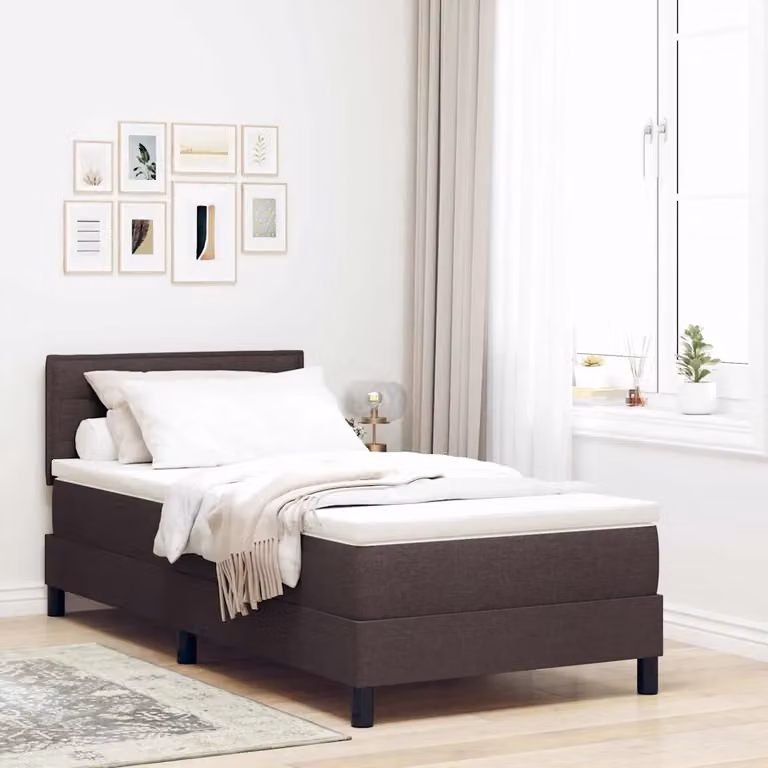 Letto ibrido con testiera vidaXL in tessuto marrone, L 90 x P 200 cm
