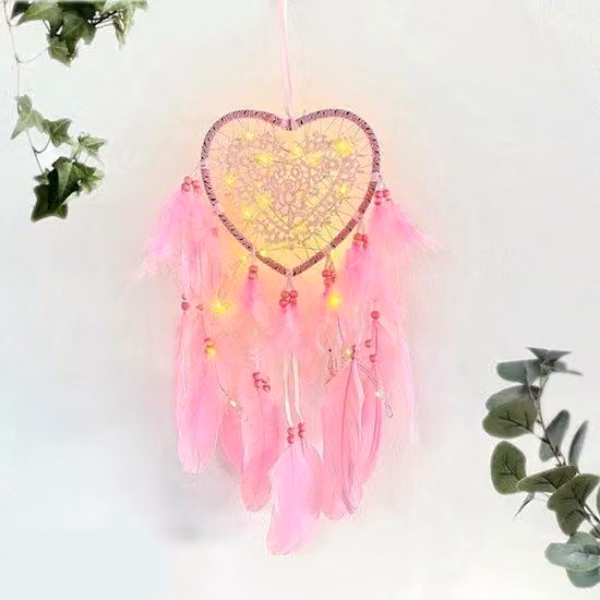 Bocchetta a LED da parete - Rosa - Imbottitura in piume - Decorazione da parete - Regalo per ragazze e donne