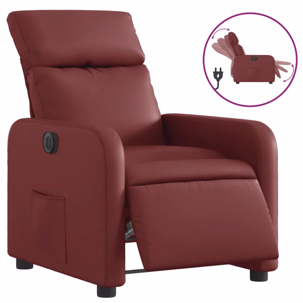 Poltrona Reclinabile Elettrica vidaXL in Similpelle Rossa con Braccioli e Funzione Auto-Return – 2