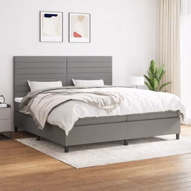 Letto Ibrido vidaXL con Materasso a Molle Grigio e Bianco L/P/H: 200 x 200 x 31 cm
