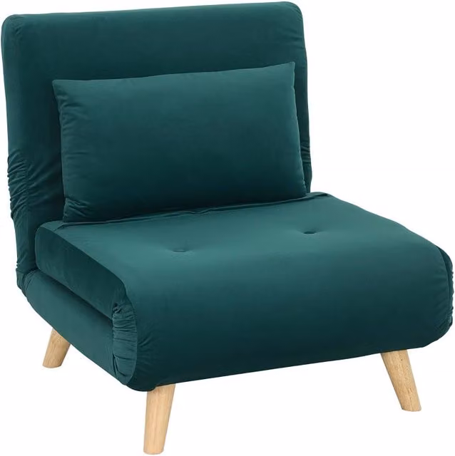 Poltrona letto 3-in-1 con funzione click-clack e schienale regolabile, verde scuro
