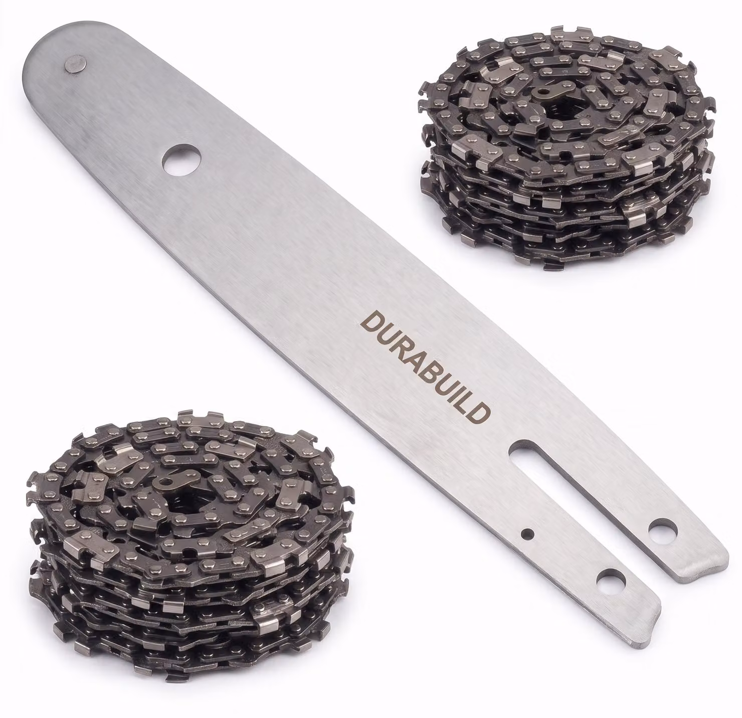 Set 2 Catene + Barra Guida per Mini Motosega 6" e 8" - Ricambio 37/45 Maglie, Passo 1/4", Spessore .043", Antirimbalzo