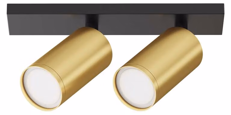 Plafoniera, alluminio, nero opaco oro, regolabile