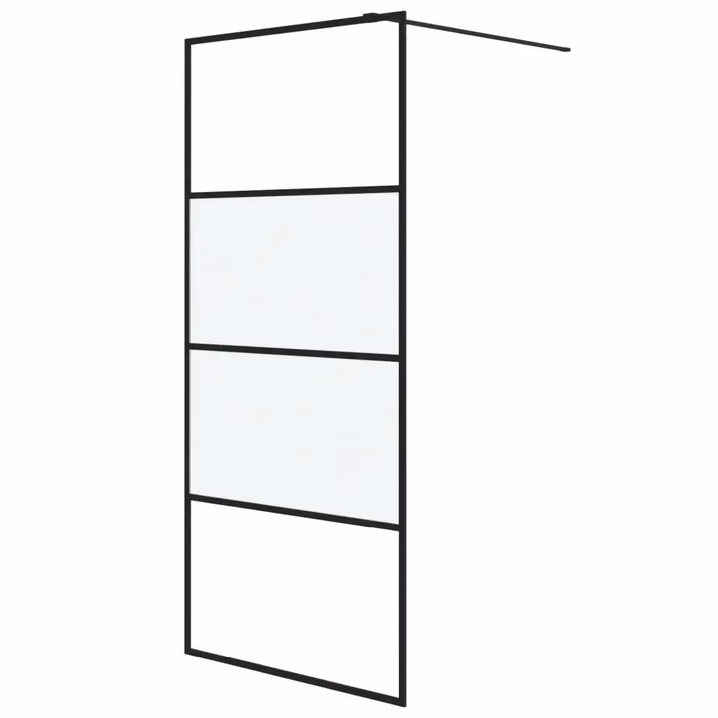 Parete Doccia Walk in vidaXL Nera con Vetro Semi Smerigliato, L: 90 cm, H: 195 cm – 2