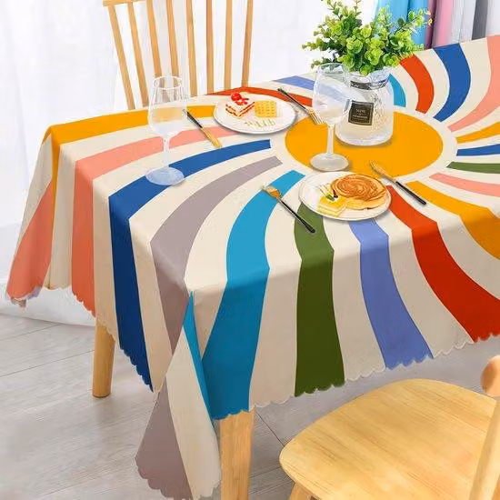 Tovaglietta da esterno rettangolare in poliestere, a trama fitta e impermeabile, per cucina, sala da pranzo e giardino, misure 110 x 140 cm