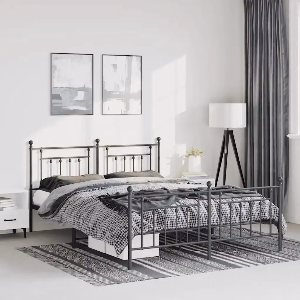 Letto matrimoniale DESIGN IN con testiera e pediera in metallo nero L 150 x P 200 cm – 2