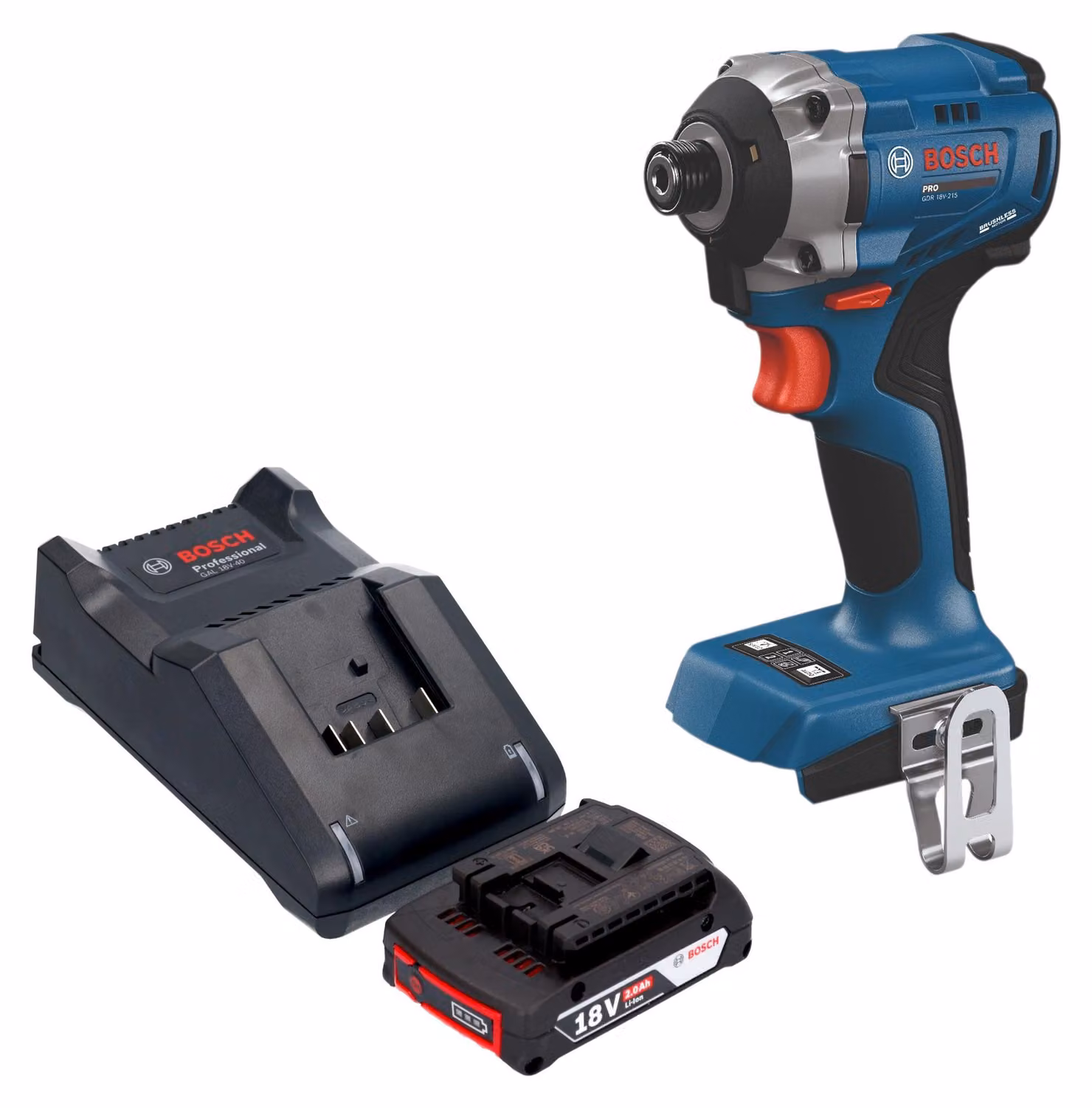 Avvitatore a impatto a batteria Bosch GDR 18V-215 Professional 18 V 215 Nm 1/4" Brushless + 1x batteria 2,0 Ah + caricabatterie