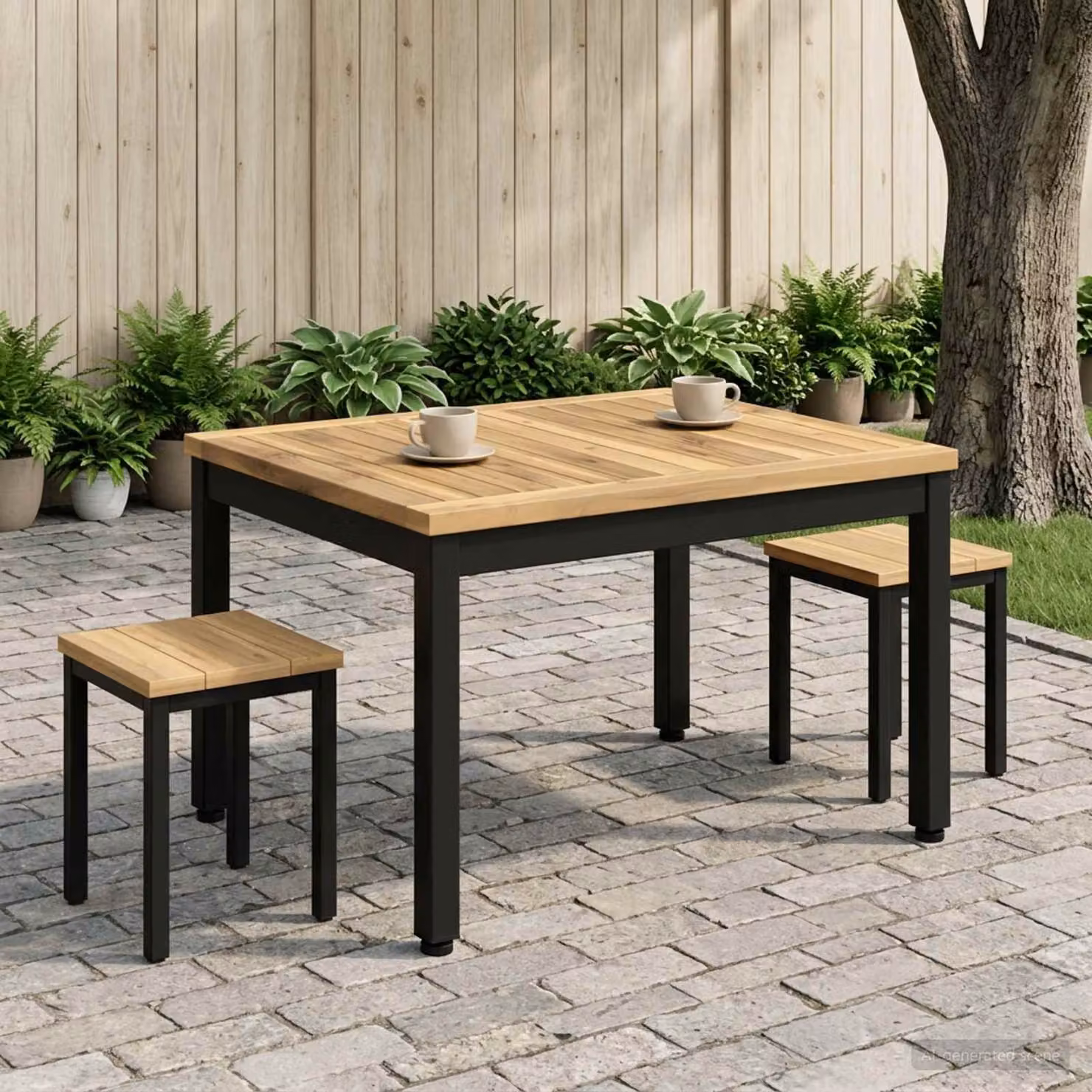 vidaXL Tavolino da salotto rettangolare in legno di acacia bianco, nero e marrone L: 60,5 cm, P: 49 cm, H: 36 cm