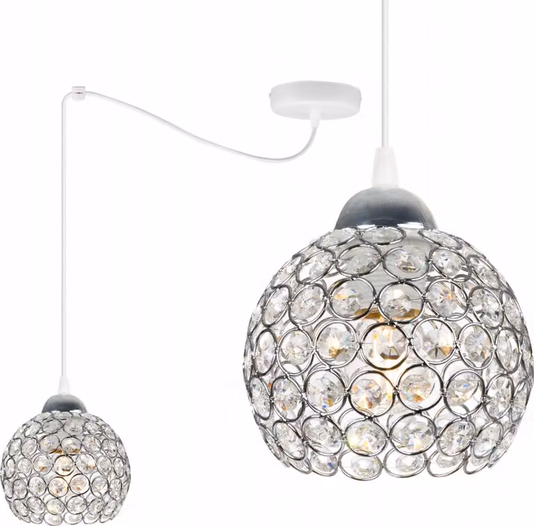 Lampada a sospensione Crystal Spider - lampada a sospensione a forma di ragno - lampada da soffitto - lampada a ragno con 3 teste - lampada a sospensione in metallo e vetro - E27 - cromo