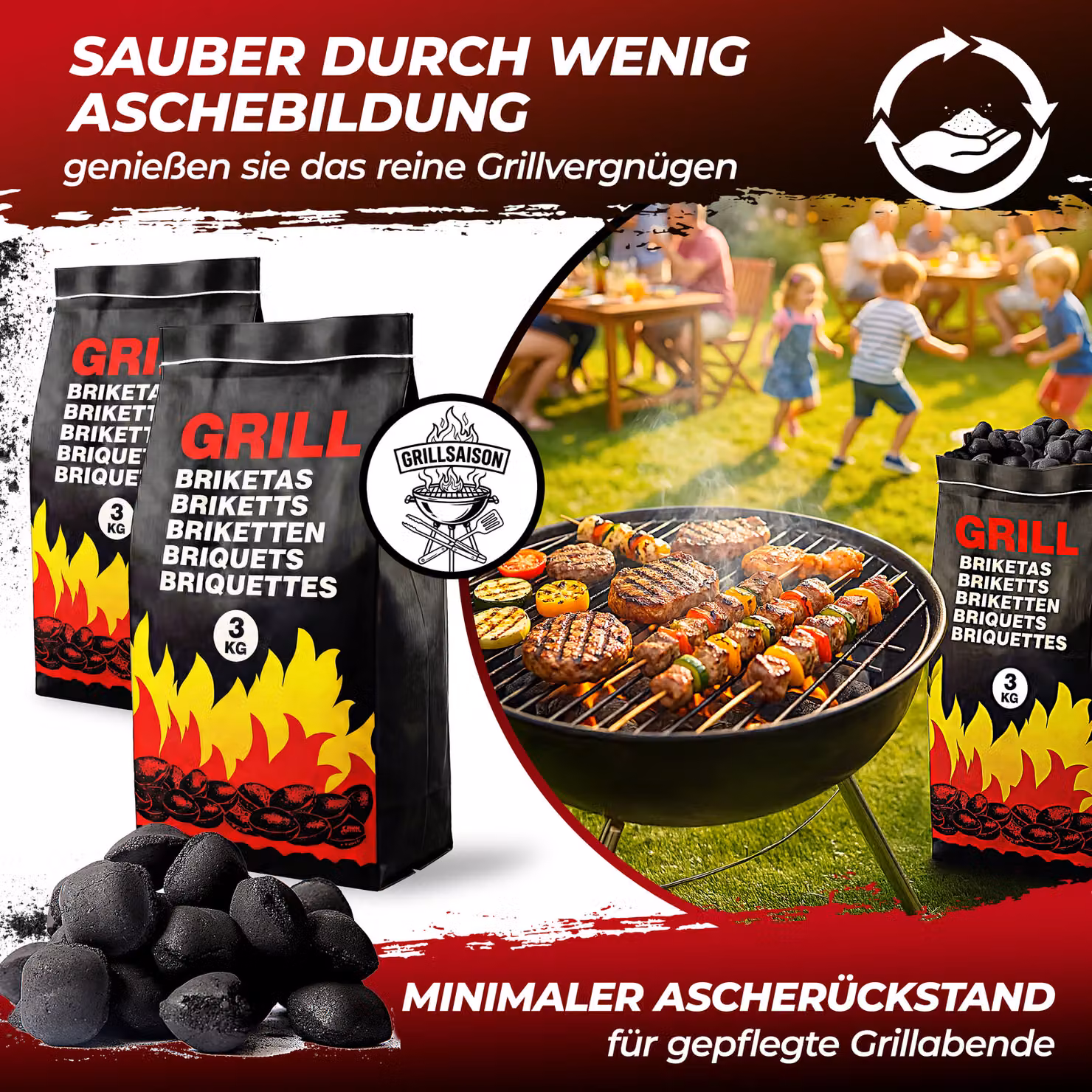 Confezione da 6 sacchi di bricchetti di carbone Deuba da 3 kg ciascuno – 3