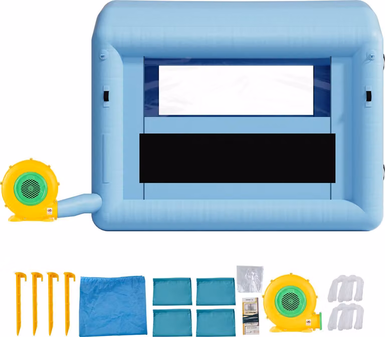 SucceBuy Cabina di verniciatura gonfiabile 3 x 2,5 x 2,5 m, tenda con soffiante da 550 W e sistema di filtraggio dell'aria, tetto rotondo, tessuto Oxford 210D, adatta per la verniciatura a spruzzo di parti metalliche e veicoli