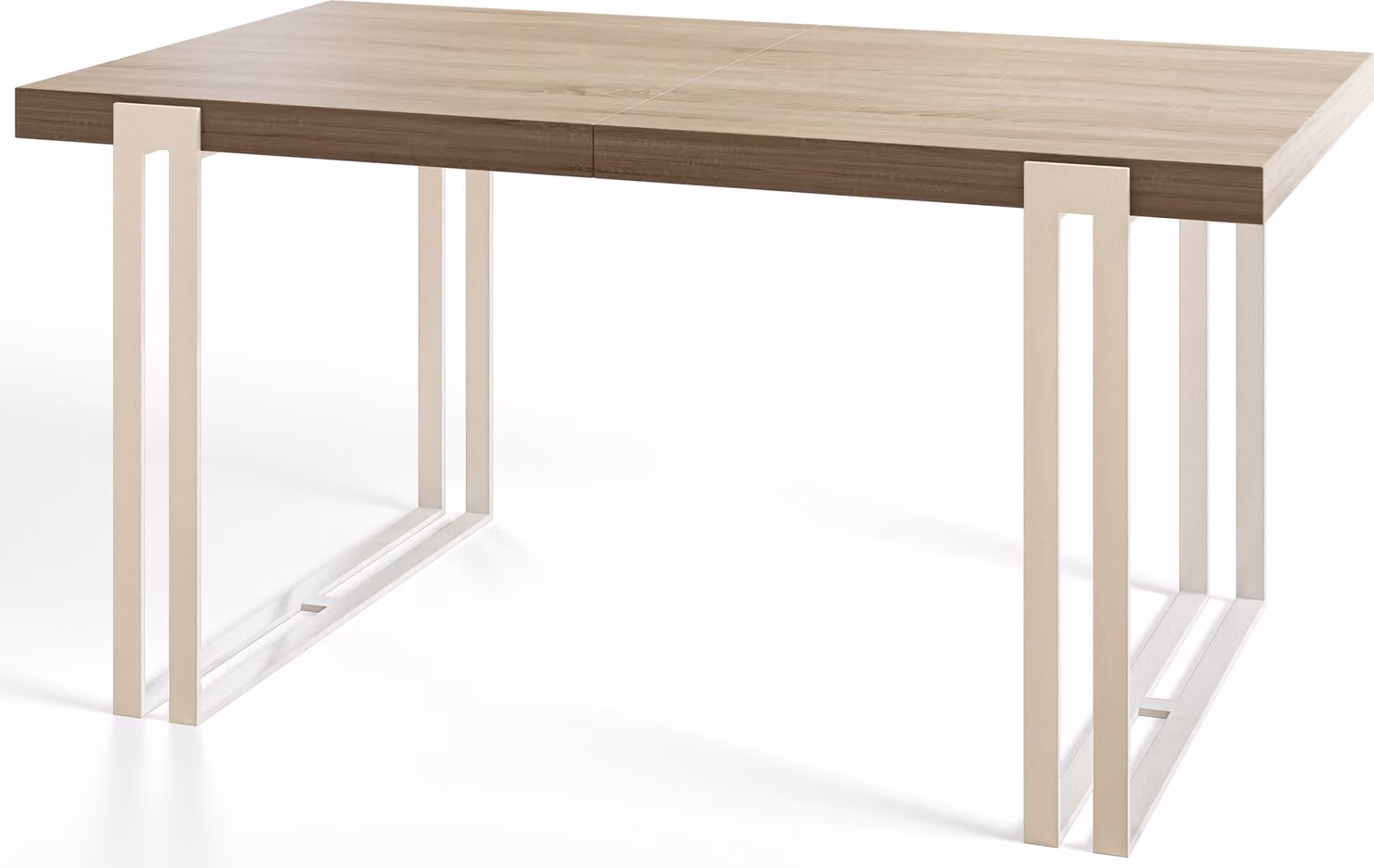 Tavolo rettangolare per sala da pranzo ROSA, dimensioni: 200X90X77 cm, tavolo per soggiorno colore: SONOMA, con gambe in metallo di colore bianco