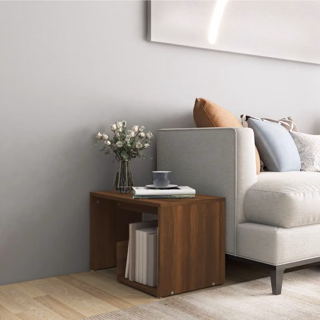 Tavolino moderno vidaXL in legno color rovere marrone L/P/H: 59 x 36 x 38 cm