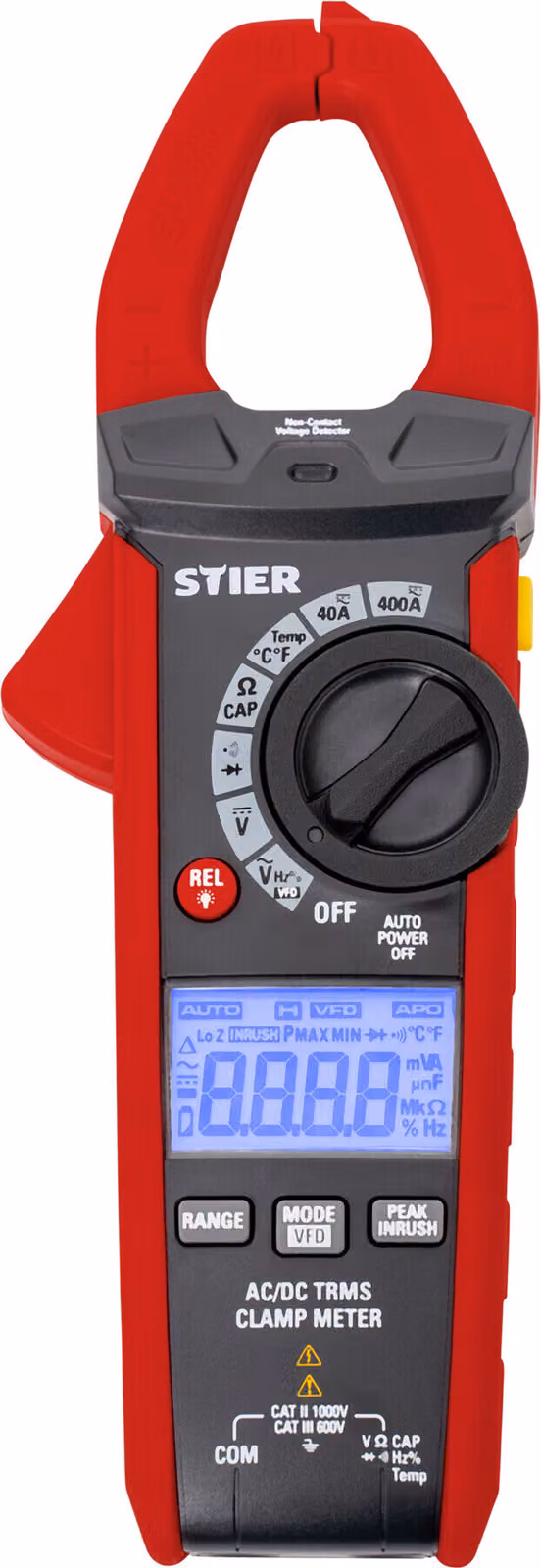 Pinza amperometrica digitale STIER AC/DC, 1000V, 400A, 40MΩ, 100kHz, alta precisione, raggiunge anche punti stretti