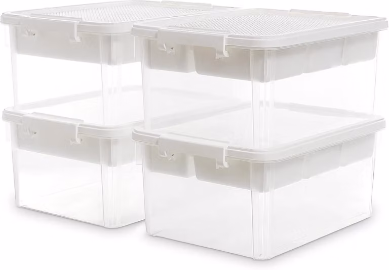 Contenitori in plastica trasparente, capacità 16 litri, confezione da 4 pezzi, ideali per utensili e hobby