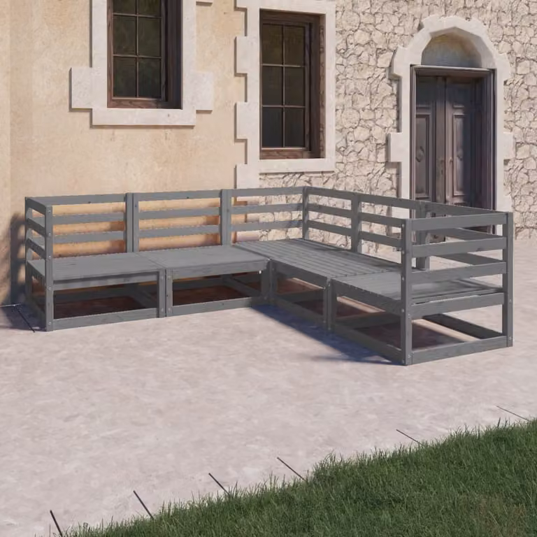 Maison Exclusive - Set Divani da Giardino 5 pz Grigi in Legno Massello di Pino