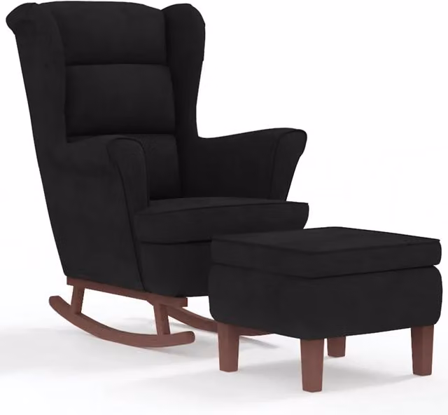 Sedia a dondolo con schienale alto in velluto nero CFW6868339