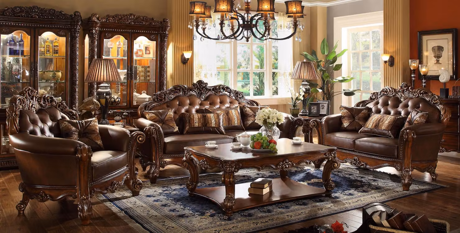 Klassische Garnitur Sofagarnitur Couch Sofa Leder Sofa Polster 321 Chesterfield