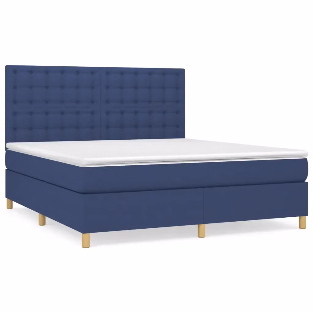 Letto Ibrido con Giroletto a Molle e Materasso vidaXL in Tessuto Blu e Bianco L: 180 cm, P: 200 cm, H: 203 cm – 2