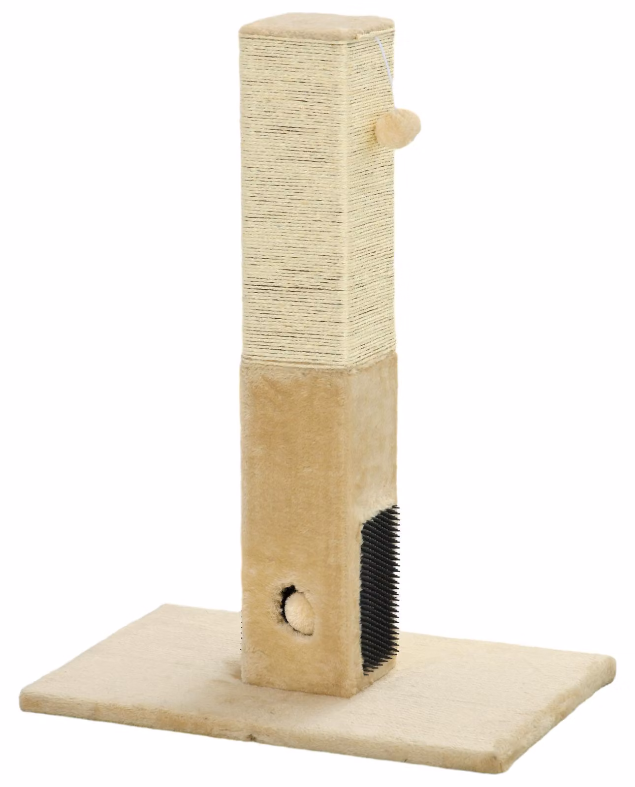 PawHut Tiragraffi a colonna, tiragraffi da 79 cm con spazzole per il pelo, tiragraffi in juta per gatti, beige