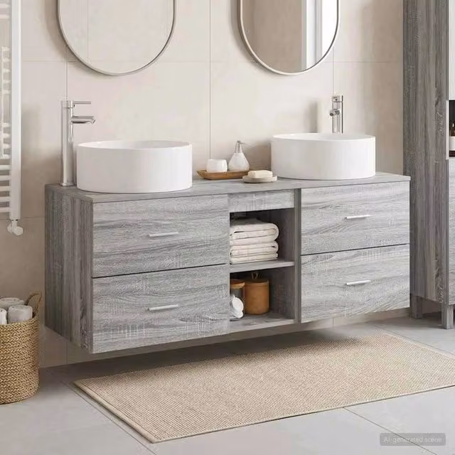 Set di mobili per il bagno 3 pz Sonoma grigio 3405952