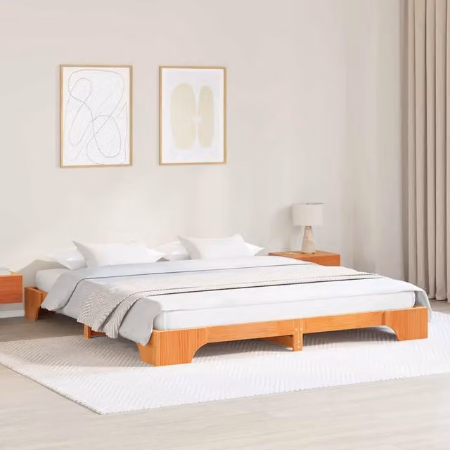 Struttura del letto-Giroletto Marrone cerato 180 x 200 cm Pino massello 815292