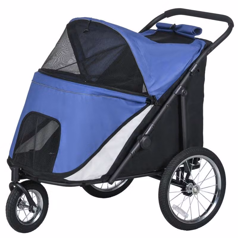 Passeggino pieghevole per cani con cuscino - Passeggino per cani | Colore: Blu | Dimensioni: 70x111x97,5 cm