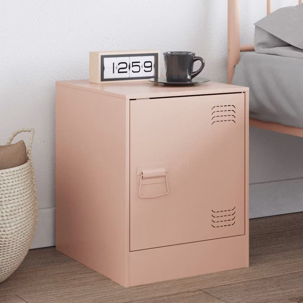 Comodino vidaXL in metallo rosa opaco L: 34,5 cm, P: 39 cm, H: 44 cm