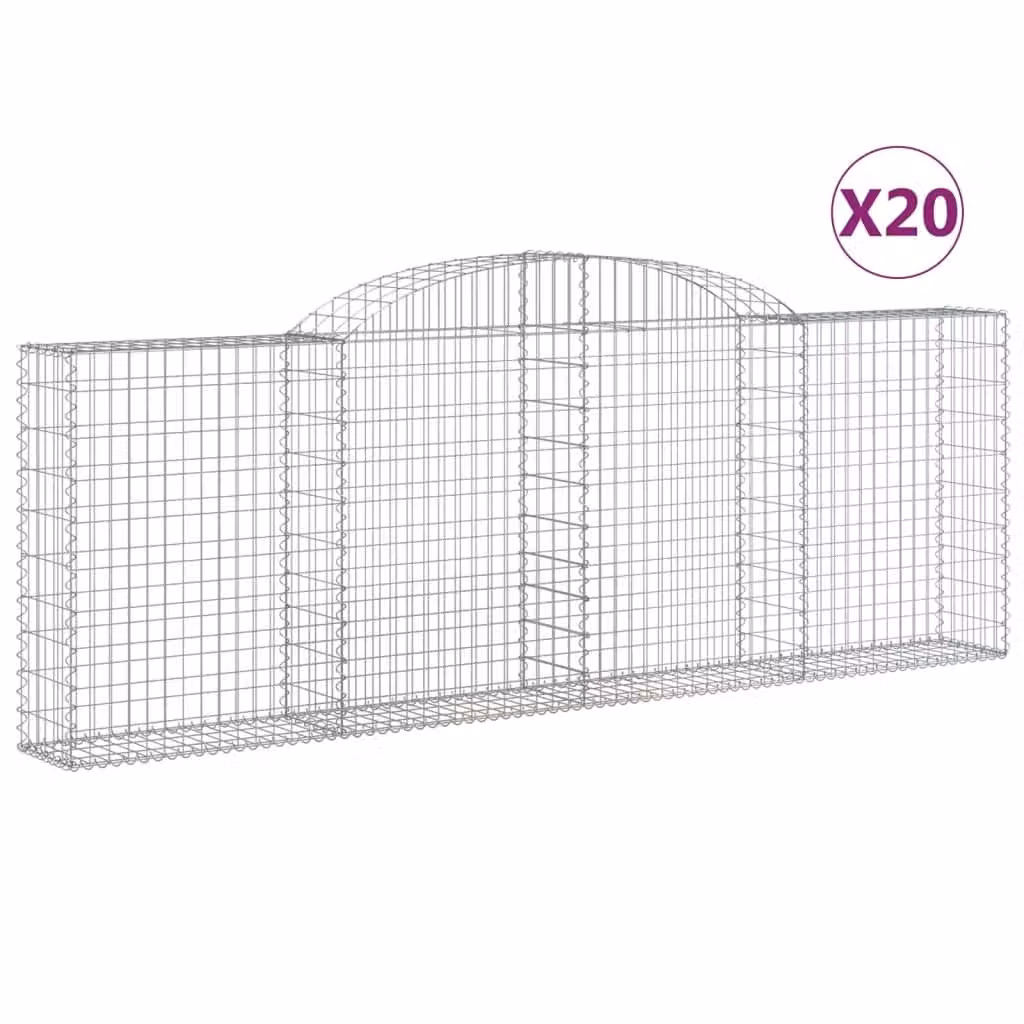 Cesti Gabbioni ad Arco 20 pz 300x30x100/120 cm Ferro Zincato
