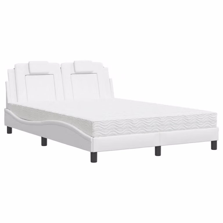 Letto Viana con Materasso Bianco 140x190 cm in Pelle finta