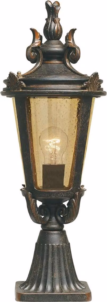 Casa Padrino Barocco antico nero / bronzo / ambra luce piedistallo Ø 22,5 x H. 56 cm - Resistente alle intemperie giardino patio esterno luce da terra giardino lanterna - Nostalgico illuminazione esterna