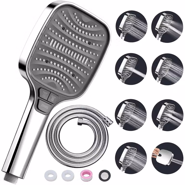 Doccia con tubo flessibile da 1,5 metri e 8 getti