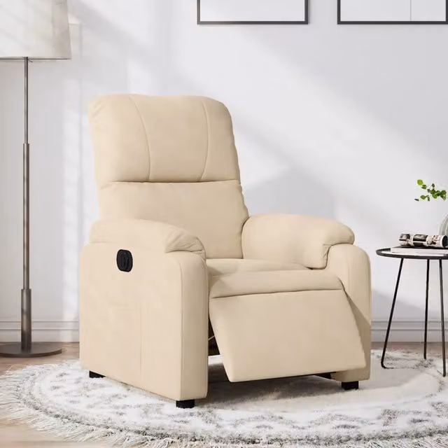 Poltrona Reclinabile Elettrica vidaXL in Microfibra Beige con Braccioli e Funzione Auto-Return