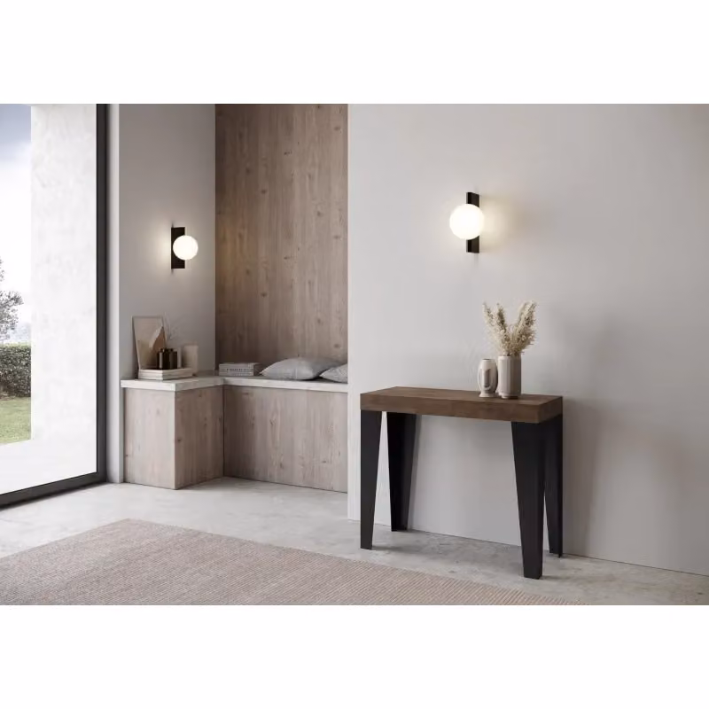 Consolle allungabile Itamoby Flame Premium con telaio Antracite e finitura Noce, L/P: 90 x 40 cm, estensibile fino a 196 cm – 2