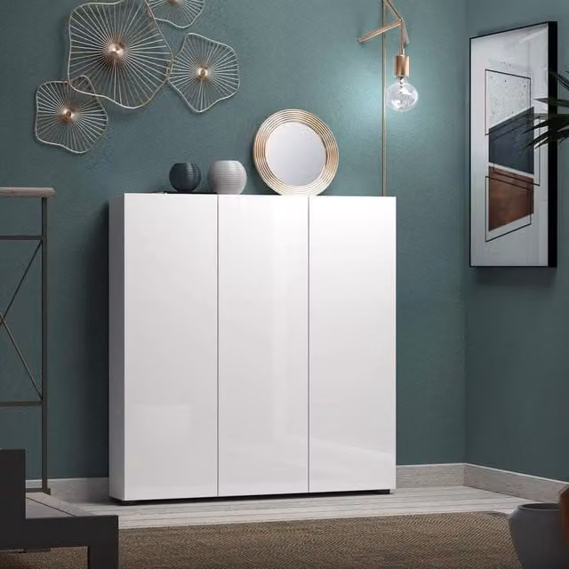 Armadio multifunzionale DMORA moderno con ante soft close, disponibile in bianco o antracite, L: 110 cm, H: 115 cm – 1