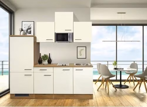 Mobile cucina con elettrodomestici - larghezza 210 cm - Rovere Lancelot opaco Magnolia - Vintea