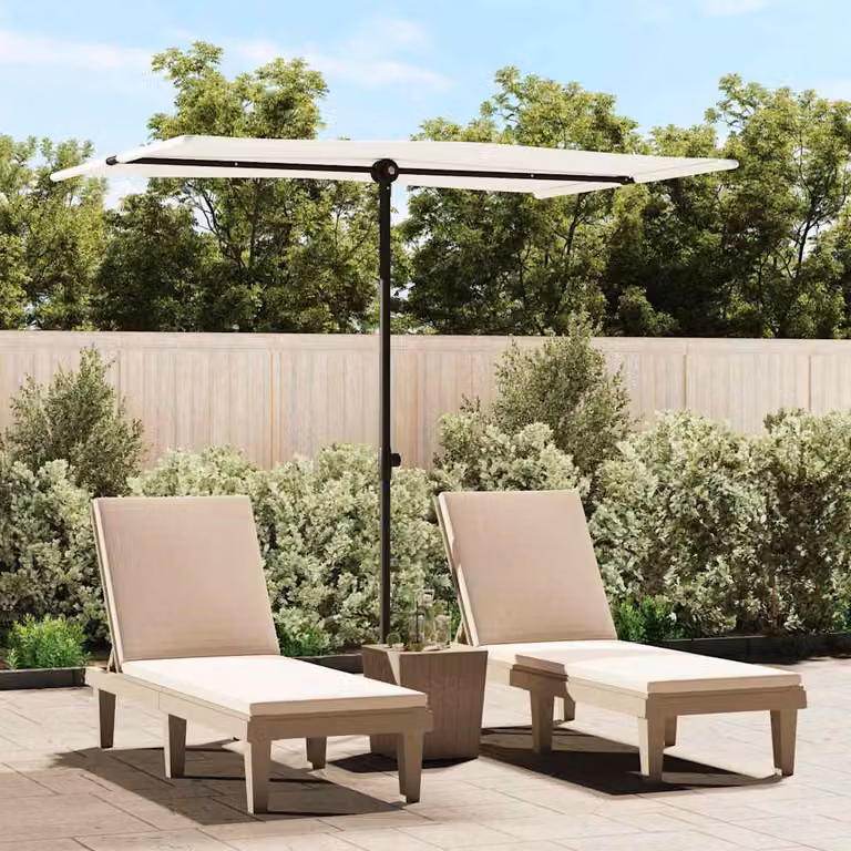 Ombrellone da Giardino vidaXL con Palo in Alluminio e Copertura in Poliestere, Colore Bianco Sabbia, L: 200 cm x P: 150 cm x H: 215 cm