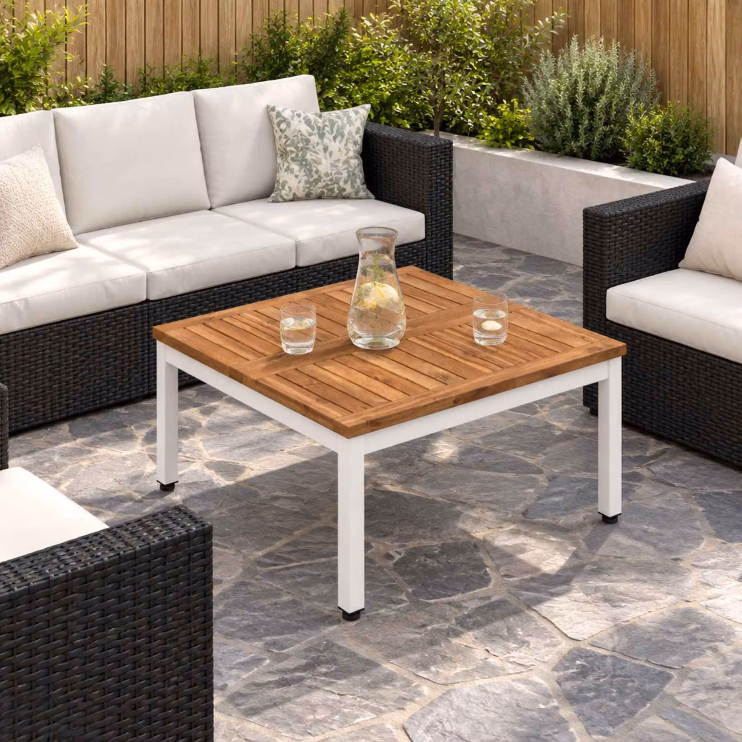 vidaXL Tavolino da salotto Naturale e Bianco 60 x 60,5 x 36 cm
