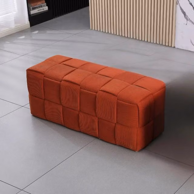 Pouf rettangolare Den Effezeta Italia colore arancione con effetto intrecciato geometrico L: 104 cm, P: 39 cm, H: 39 cm