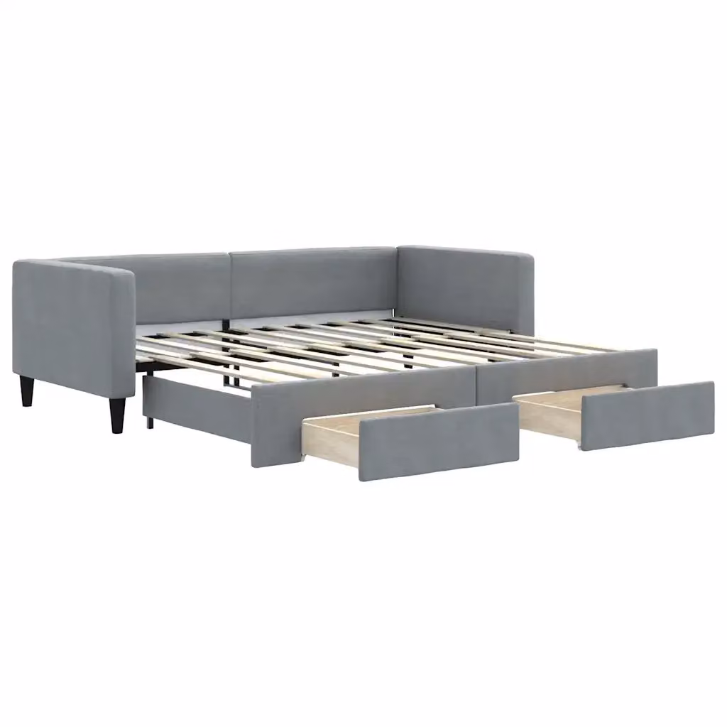 Divano Letto Estraibile con Cassetti vidaXL in Tessuto Grigio per Soggiorno e Camera da Letto L/P: 100 x 200 cm – 2