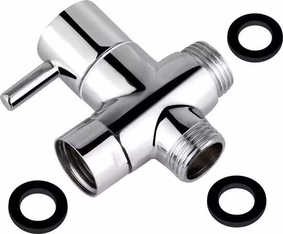 Valvola deviatrice a 3 vie Rusee in ottone massiccio, G 1/2" (20 mm), valvola deviatrice per il sistema doccia, cromo lucido